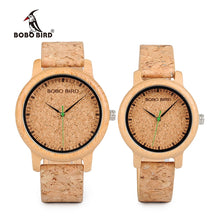 Load image into Gallery viewer, BOBO BIRD Lovers Watches Wooden Timepieces Handmade Cork Strap