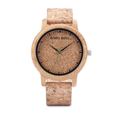 Load image into Gallery viewer, BOBO BIRD Lovers Watches Wooden Timepieces Handmade Cork Strap